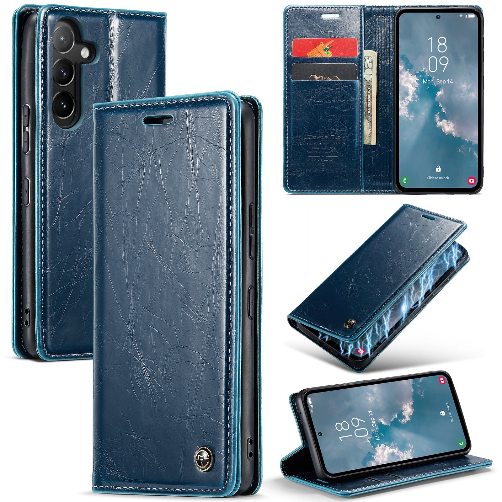 CASEME 003 Series PU Leather Phone Cover For Samsung Galaxy A54 5G Waxy Texture Magnetic Drop-proof Phone Case with Wallet Stand CASEME 003 Series PU Leather Phone Cover For Samsung Galaxy A54 5G Waxy Texture Magnetic Drop-proof Phone Case with Wallet Stand
